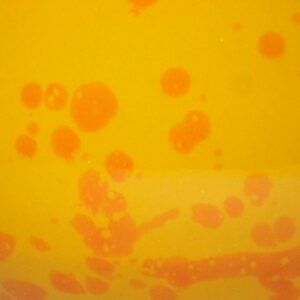 maisfarbene Glasur mit orangen Sprenkeln