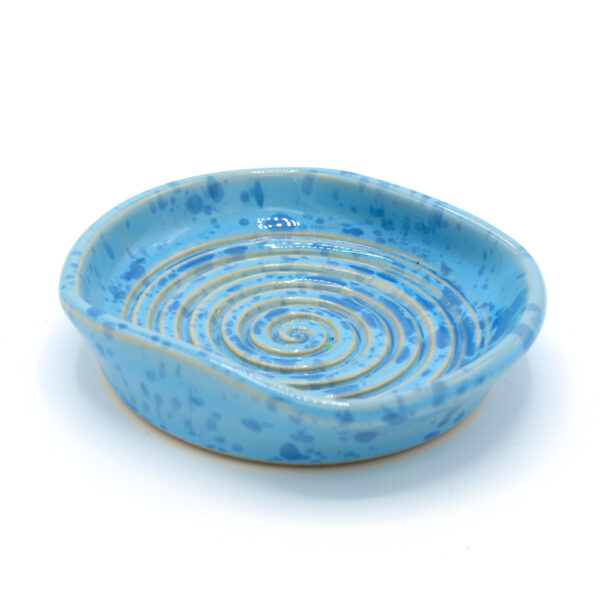 Seifenschale oval hellblau mit blauen Sprenkeln